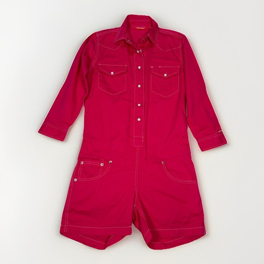 DENIMIST Cowboy Romper Hot Pink Magenta Women’s Size XS Western Pearl Snap - Picture 2 of 11